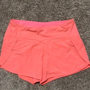 Neon orange Lululemon Speed Up shorts Sz 4